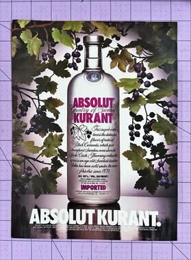 Absolut Kurant Vodka - Absolut Harvest PRINT AD - 1993